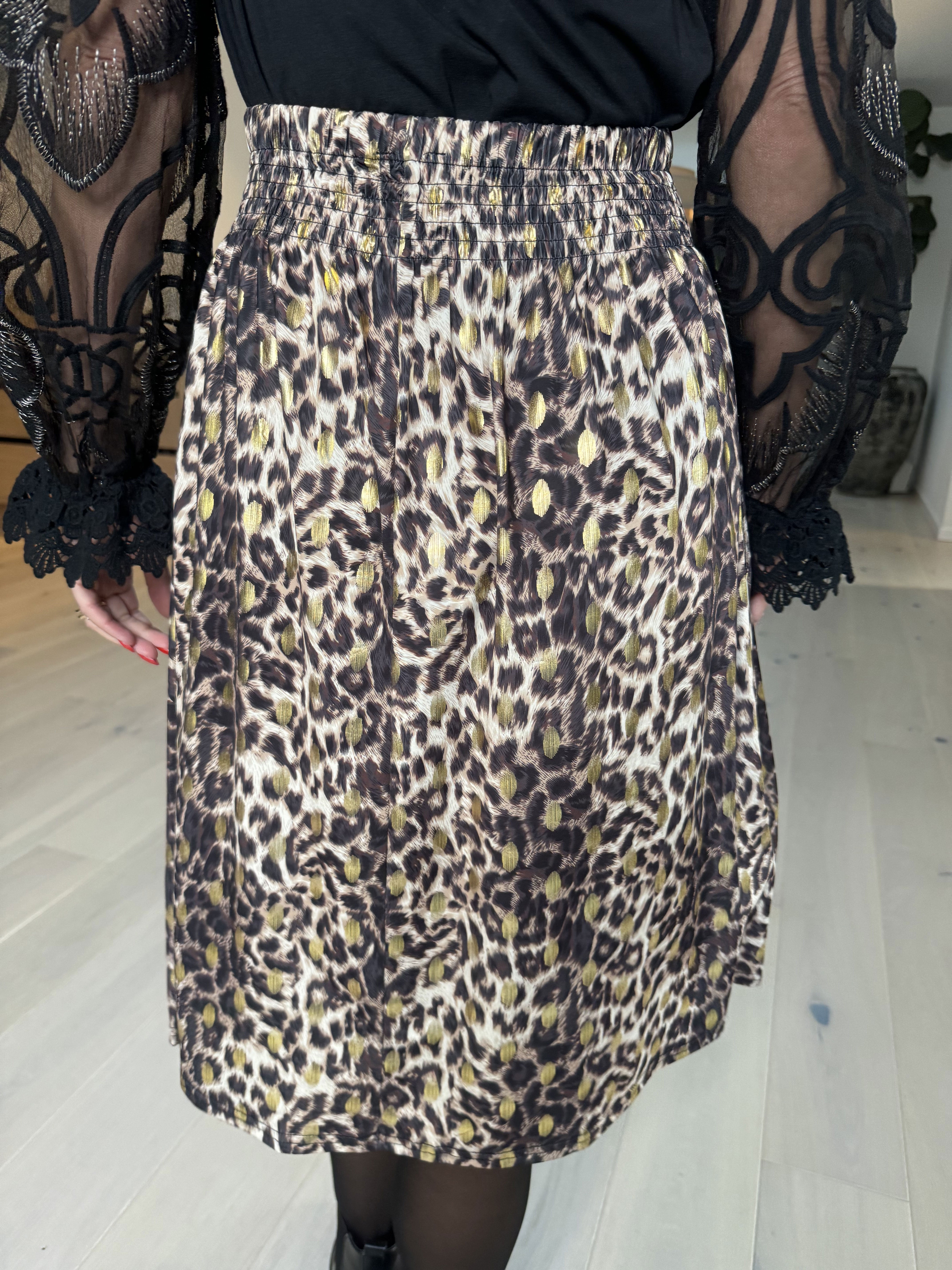 Pams Leo Skirt - Nederdel i elastisk stof med leopardprint